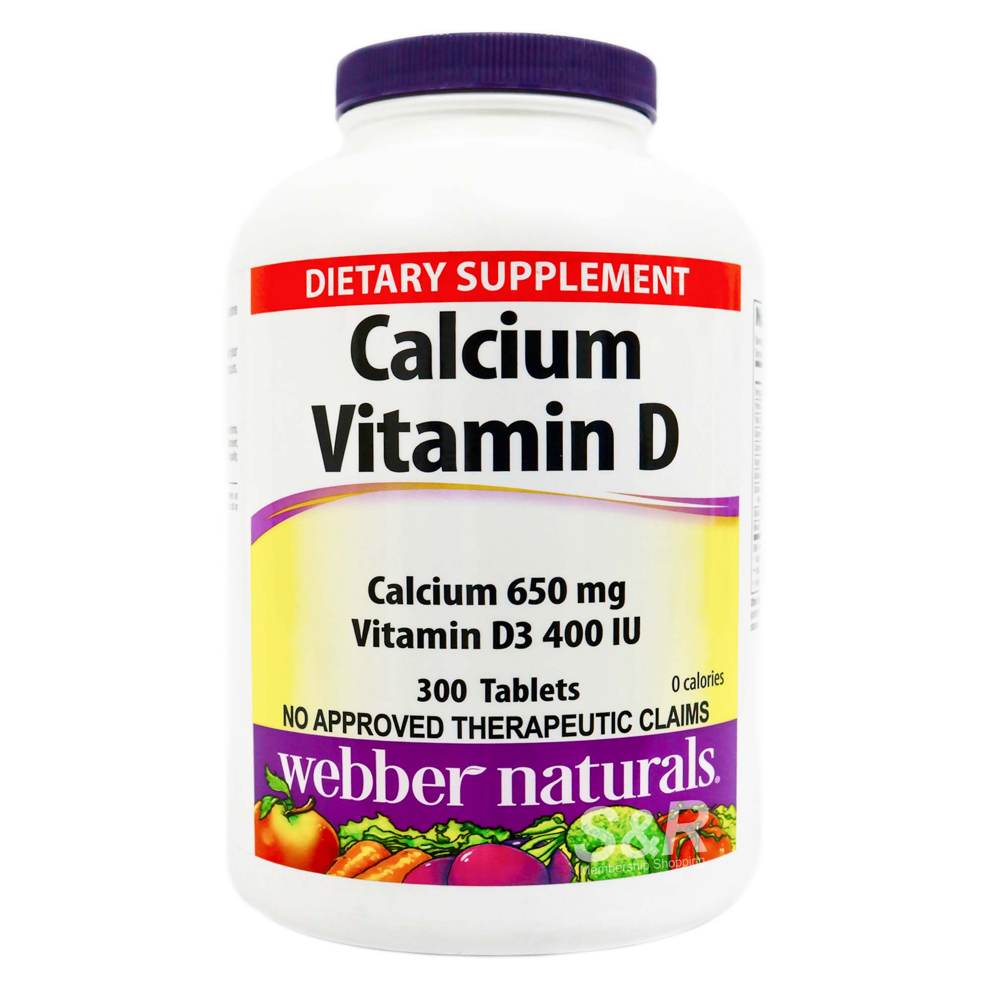 Webber Naturals Calcium 650mg Vitamin D3 400 IU 300 tablets